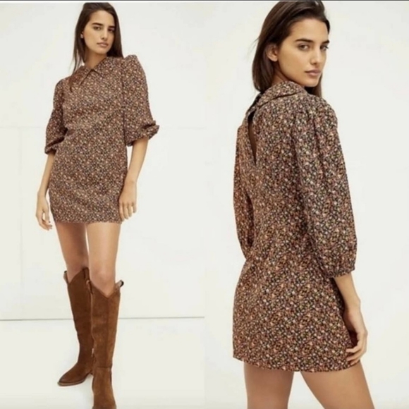 Free People Floral Mini Dress with Puffed Sleeves - Picture 4 of 14